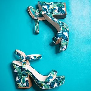 Miami Leaf Block Heels
